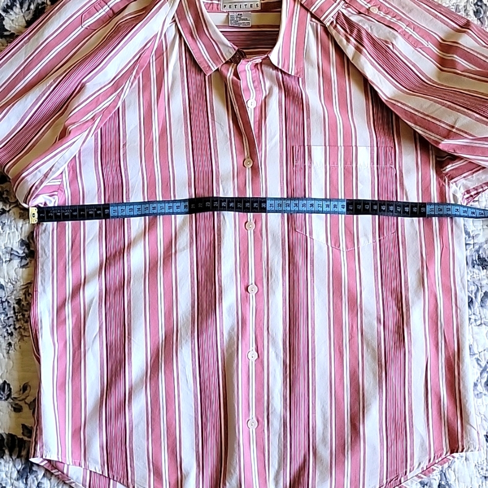 Talbots Petites Pink Stripe Button Down Shirt Wrinkle Resistant PM 100% Cotton - Picture 10 of 12